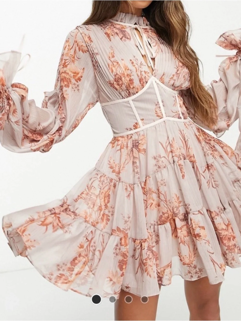 ASOS NWOT Floral Tiered Mini Dress in Blush Pink